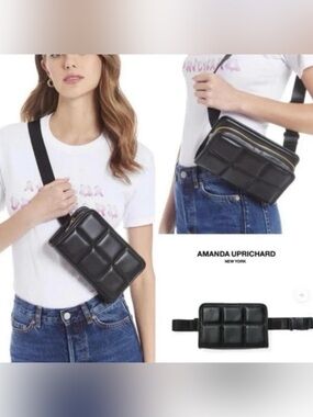 Amanda Uprichard Black Quilted Belt Bag